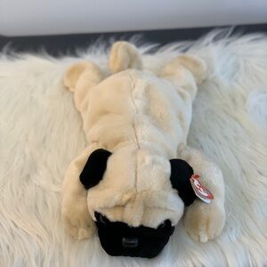 Ty (24) Cream and Black Plush Pug “Pugsly”